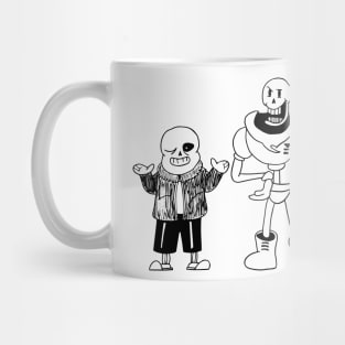 Sans and Papyrus Undertale Simple Black and White Design Mug